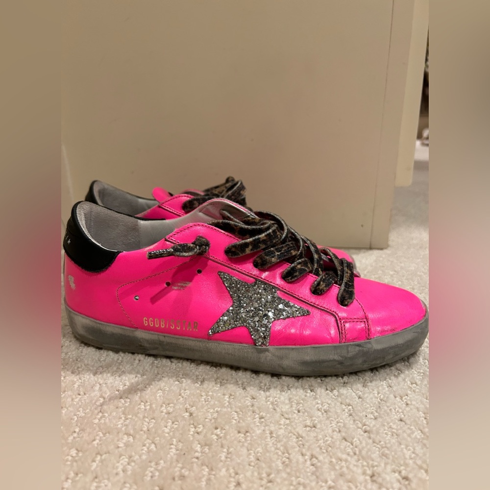 Neon pink Golden Goose